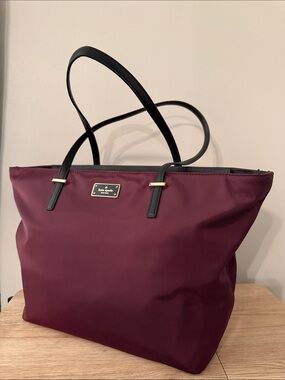Kate Spade Burgundy Tote with Black Handles